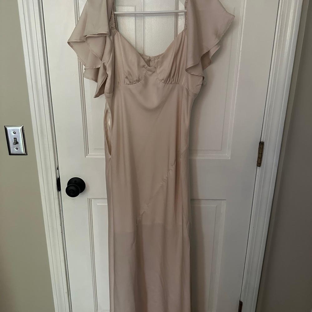 Satin cream midi dress